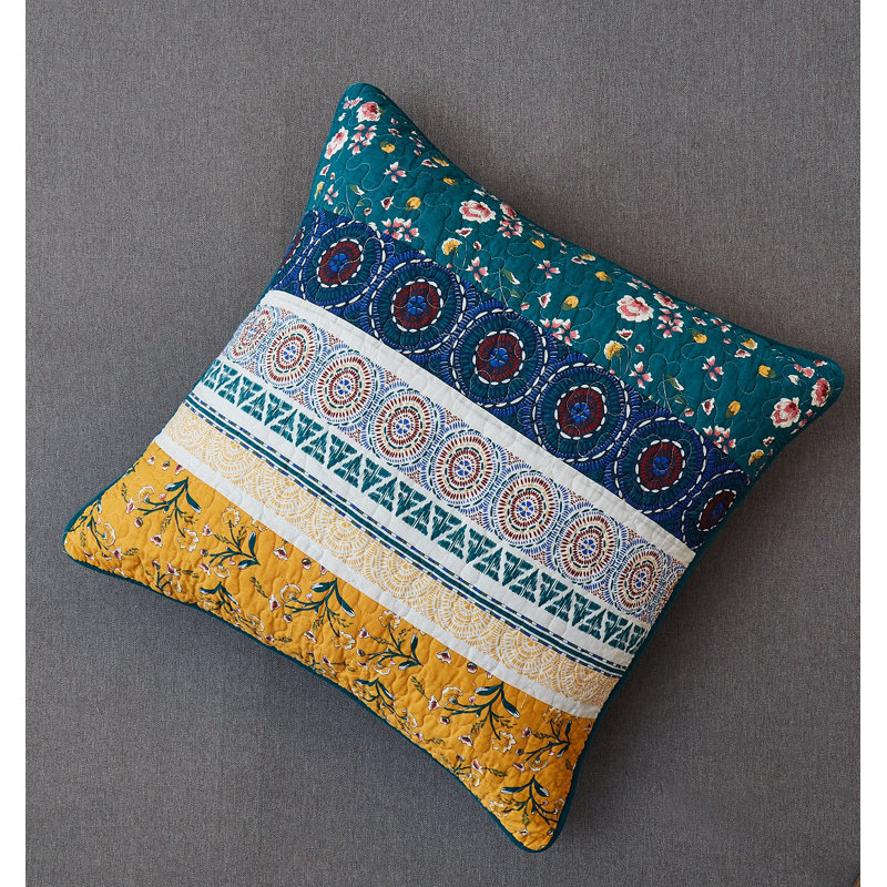 August Grove® Riter Bohemian Bed of Wild Garden Cotton Euro Pillow